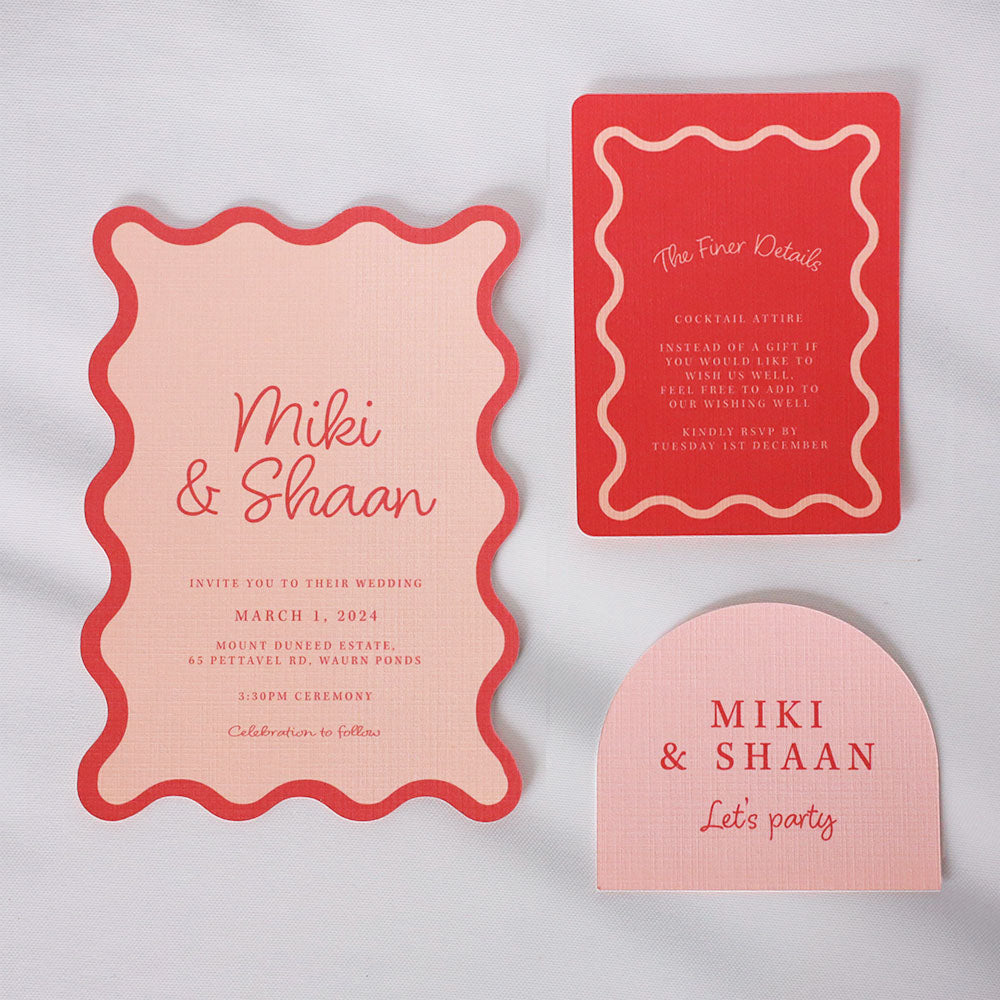 Wavy Squiggle Invitation Set of 3