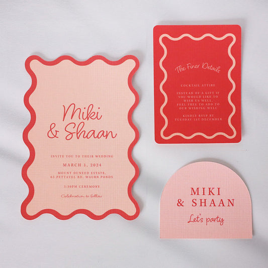 Wavy Squiggle Invitation Set of 3